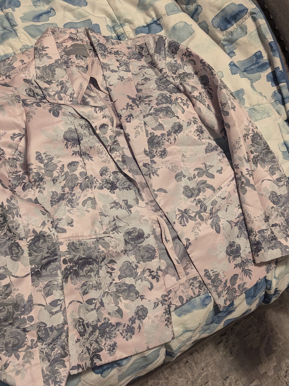 ASOS Pink Floral Blazer with Gray Botanical Print